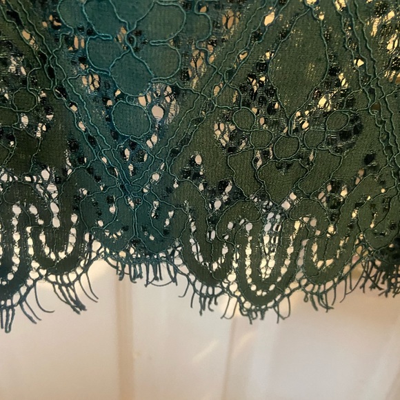 NWT Lulu’s Remarkable Forest Green Sheer Lace Short Sleeve Mini Dress - Picture 5 of 6